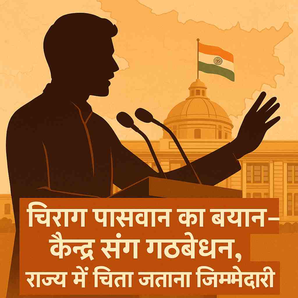 बिहार चुनाव 2025: चिराग पासवान का बेबाक अंदाज़ — “केंद्र से गठबंधन, राज्य से नहीं; जनता की आवाज़ उठाना मेरी जिम्मेदारी” 1 बिहार चुनाव 2025: चिराग पासवान का बेबाक अंदाज़ — “केंद्र से गठबंधन, राज्य से नहीं; जनता की आवाज़ उठाना मेरी जिम्मेदारी”